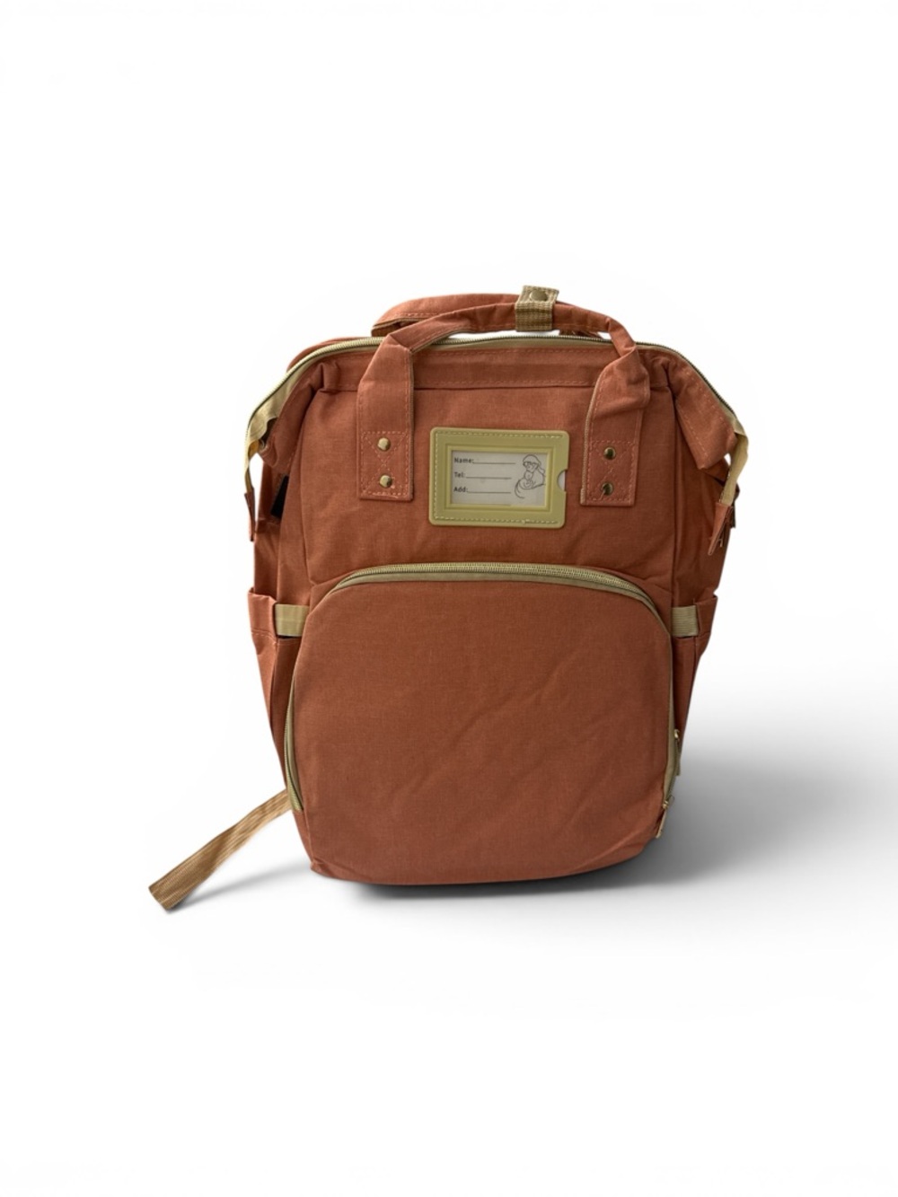 Rust Canvas Baby Bag Backpack with Front Pocket